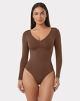 Body à manches longues sans couture SculptEase™ — Support sans fil & Lissage ciblé