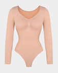 Body à manches longues sans couture SculptEase™ — Support sans fil & Lissage ciblé