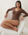 Body à manches longues sans couture SculptEase™ — Support sans fil & Lissage ciblé